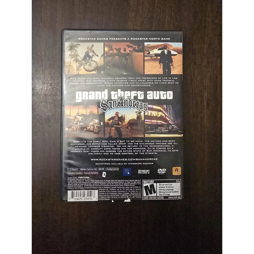 Grand Theft Auto GTA San Andreas Sony PlayStation PS2 No Manual Or Map